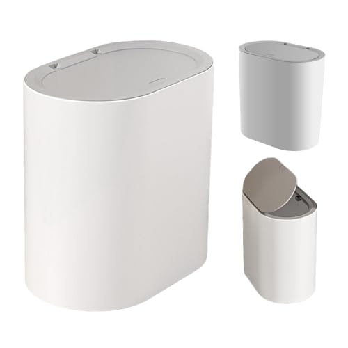 Husoiuy Mülleimer Mit Druckdeckel | Schmaler ABS-Badezimmer-Mülleimer | Haushalts-Toiletten-Mülleimer - Kno-pf-Mülleimer Für Küche, Badezimmer, Schlafzimmer von Husoiuy