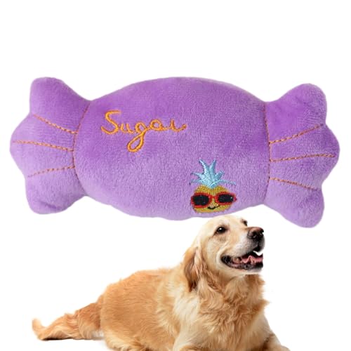 Husoiuy Quietschspielzeug für Hunde, Hundespielzeug mit Quietscher - Quietschende Spielzeugkatze aus Plüsch in Bonbonform | Kauspielzeug für Haustiere, Kuscheltier-Hundespielzeug, Katzenspielzeug für Husoiuy Quietschspielzeug für Hunde, Hundespielzeug mit Quietscher - Quietschende Spielzeugkatze aus Plüsch in Bonbonform | Kauspielzeug für Haustiere, Kuscheltier-Hundespielzeug, Katzenspielzeug für von Husoiuy