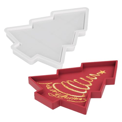 Husoiuy Weihnachtsformen - 18x14 cm Weihnachtsbaum Silikonform Backform Gießform - Plattenform für Kleinteile Tischdekoration Festliches Zuhause Deko von Husoiuy