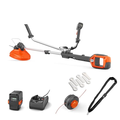 Husqvarna 220iR Akku-Rasentrimmer (inkl. Akku und Ladegerät) – 36V-Rasentrimmer mit bürstenlosem Motor, Boost-Modus, 36 cm Schnittbreite, Trimmerfaden und Kunststoff-Schneidklingen inkl. Tragegurt von Husqvarna