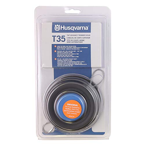 Husqvarna 537388101 Universal T35 Tap Advance Straight Shaft String Trimmer Kopf vorgewickelt mit 0,095 Zoll Schnur blau/schwarz von Husqvarna