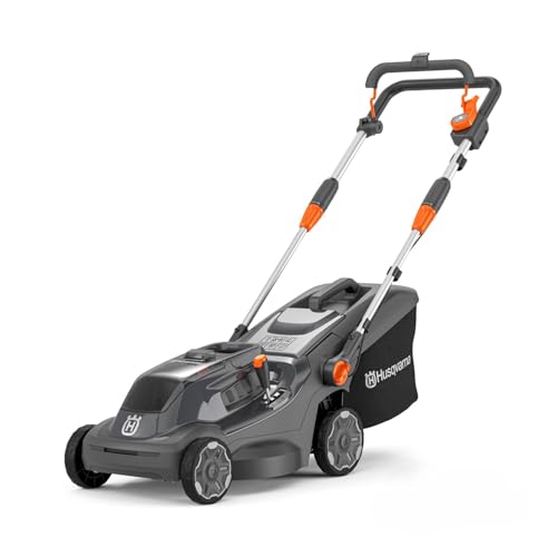 Husqvarna Akku Rasenmäher Aspire LC34-P4A inkl. Akku 18V und Ladegerät, für 500 m² Rasenfläche I Elektro Rasenmäher (30 l Fangkorb, 34 cm Schnittbreite, kompakt und faltbar) von Husqvarna