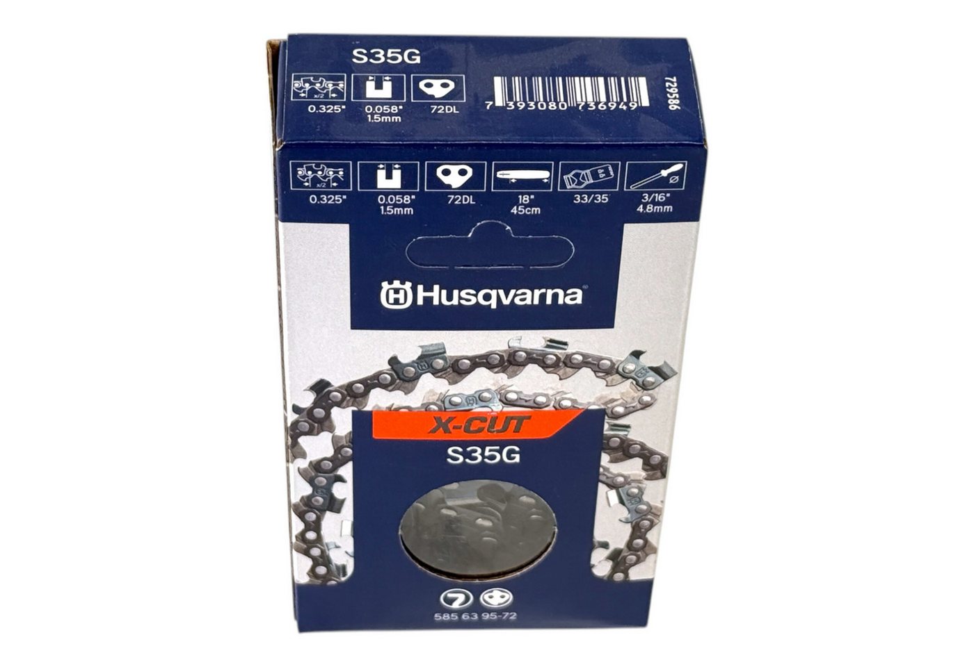 Husqvarna Ersatzkette X-CUT S35G 45 cm .325" 1,5 mm HM (585639572) für Kettensäge von Husqvarna
