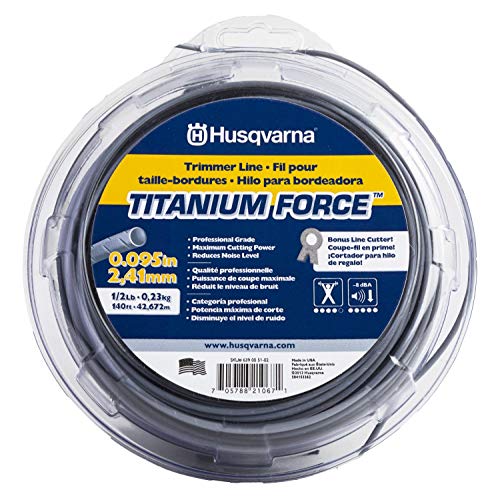 Husqvarna Titanium Force 0,095 Zoll / 45,6 m Spulenfaden für Rasentrimmer, professionelle Qualität, Copolymer-Unkrautfresser-Faden von Husqvarna