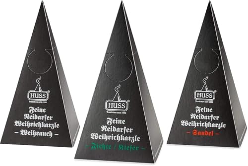 Huss - Feine Neudorfer Räucherkerzen - Weihrauch, Fichte/Kiefer, Sandel - 3er Mix (3X 24 Stück) von Huss