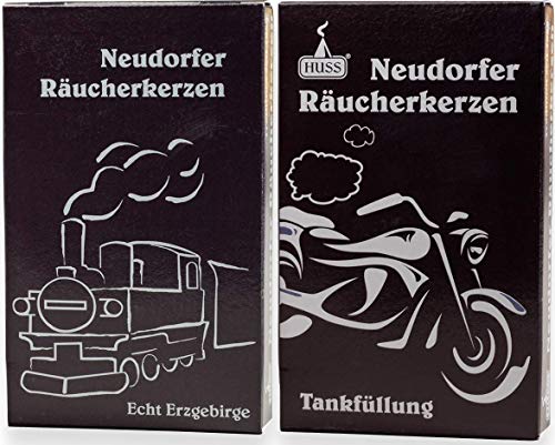 Huss Neudorfer Räucherkerzen - Intensive Düfte Dampflok und Tankfüllung Motorduft (2 x 24 Stück) von Huss