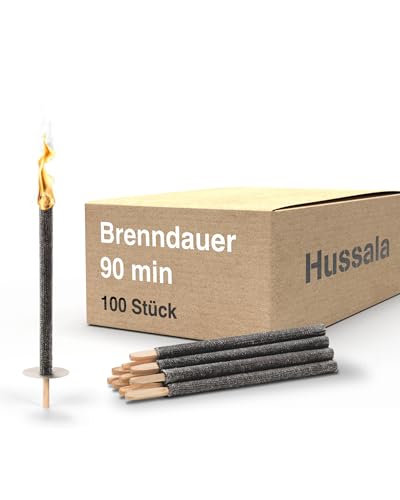 Hussala - Diamond Wachsfackeln Brennzeit 90 min Garten-Fackeln [100 Stück] von Hussala