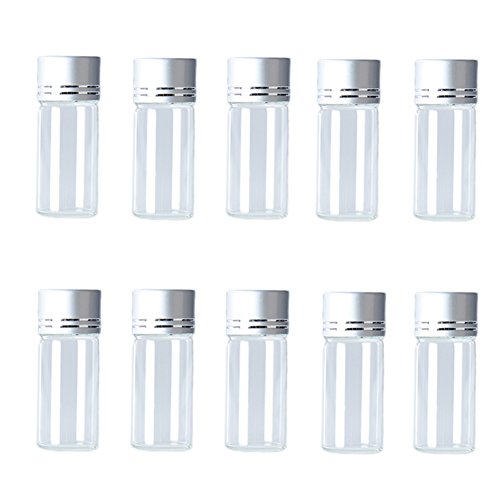 Hustar 10 Stück 10ml Mini Klar Glasflaschen Ätherisches Öl Flasche Klein Probe Fläschchen mit Schraubverschluss von Hustar