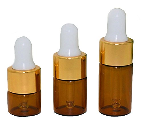 Hustar 50 Stück Mini Pipettenflaschen Braunglasflaschen Ätherisches Öl Flasche mit Glaspipette 1ml von Hustar