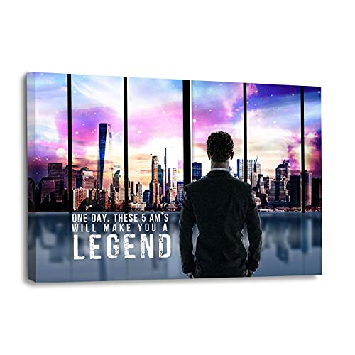 Hustling Sharks® Motivationsbilder Leinwand als XXL Wandbild LEGEND - Querformat (120 x 80 cm), Bilder Büro Motivation, Erfolg Bild, Leinwand mit Spruch, Kunstdruck auf Leinwand, Bürobilder von Hustling Sharks