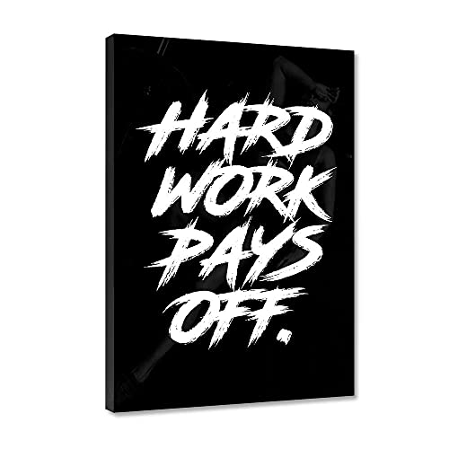 Hustling Sharks® Motivationsbilder als XXL Wandbild HARD WORK PAYS OFF. - Leinwandbild im Hochformat (80x120cm), Fitness Bilder, Sport Bilder, Erfolg Bilder, Leinwand Sprüche, Wanddeko Büro von Hustling Sharks