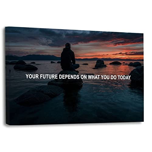 Hustling Sharks® Motivationsbilder als XXL Wandbild YOUR FUTURE - Querformat (90 x 60 cm), Bilder Büro Motivation, Wandbilder mit Sprüchen, Bilder Erfolg, Wanddeko Büro, Kunstdruck von Hustling Sharks