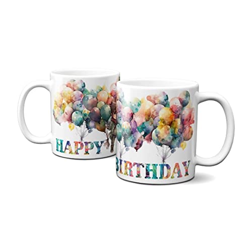 Hustling Sharks® Tasse mit Motiv - Happy Birthday - Geschenk Kaffeetasse - 330ml Spülmaschinenfest, Keramik - Pastell, Geburtstag Tasse, Geschenke von Hustling Sharks