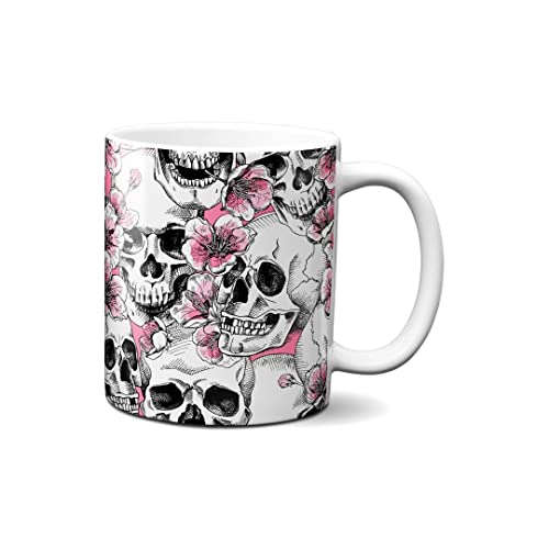 Hustling Sharks® Tasse mit Motiv - Pink Skulls - Geschenk Kaffeetasse - 330ml Spülmaschinenfest, Keramik - Pink, weiße Tasse, Geschenke von Hustling Sharks