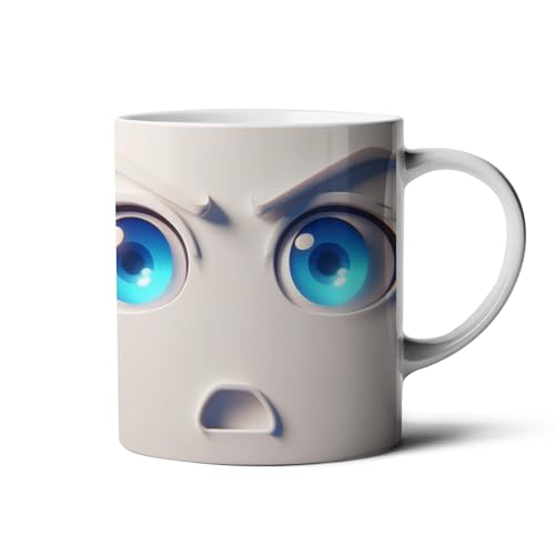 Hustling Sharks® Tasse mit Motiv - Smiley Gesichter - 330ml Spülmaschinenfest, Keramik - weiß, Tasse mit Smiley Gesicht, Tasse Büro, Motiv mit Smiley, verschiedene Smileys (Smiley Gesicht#3) von Hustling Sharks