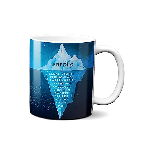 Hustling Sharks® Tasse mit Spruch - Eisberg des Erfolgs - Geschenk Kaffeetasse - 330ml Spülmaschinenfest, Keramik - weiß, Tassen mit Sprüchen, Tasse Motivation, Tasse Büro von Hustling Sharks