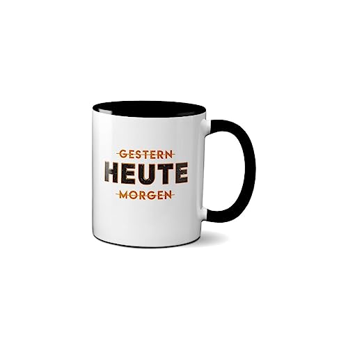 Hustling Sharks® Tasse mit Spruch - Heute - Geschenk Kaffeetasse - 330ml Spülmaschinenfest, Tassen mit Sprüchen, Tasse Motivation, Büro, Erfolg (schwarz) von Hustling Sharks