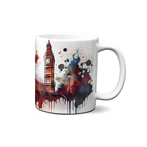 Hustling Sharks® Tasse mit Spruch - London - Geschenk Kaffeetasse - 330ml Spülmaschinenfest,Skyline, Pastell, bunt, Geschenke von Hustling Sharks