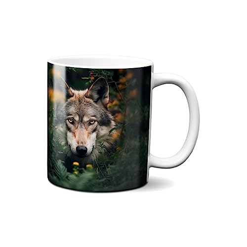 Hustling Sharks® Tasse mit Spruch - Wolf - Geschenk Kaffeetasse - 330ml Spülmaschinenfest, Keramik - weiß, Tassen mit Tiermotiv, Tasse Inspirierendes Bild, Tasse Büro, Tasse Wolf von Hustling Sharks