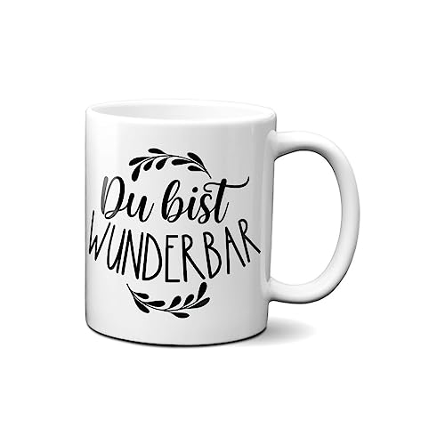 Hustling Sharks® Tasse mit Spruch - Wunderbar - Geschenk Kaffeetasse - 330ml Spülmaschinenfest, Keramik - weiß, Tassen mit Sprüchen, Tasse Motivation, Tasse Büro Lustig von Hustling Sharks