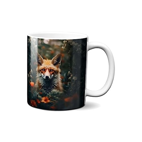 Hustling Sharks® Tasse mit Tier - Der einsame Fuchs - Geschenk Kaffeetasse - 330ml Spülmaschinenfest, Keramik - weiß, Tassen mit Tiermotiv, Tasse Motivation, Tasse Büro, Tasse Fuchs von Hustling Sharks