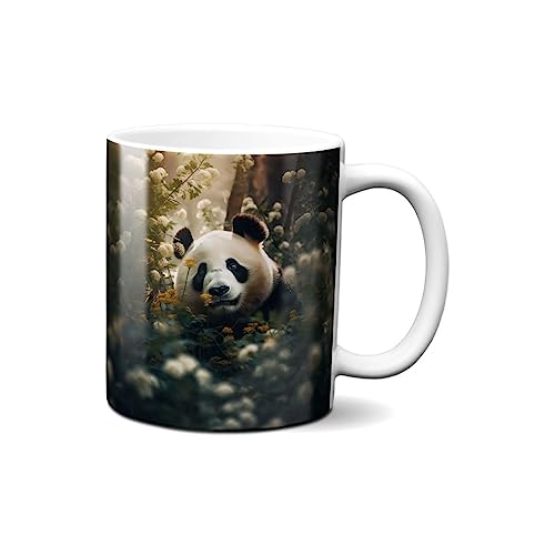 Hustling Sharks® Tasse mit Tier - Der einsame Panda - Geschenk Kaffeetasse - 330ml Spülmaschinenfest, Keramik - weiß, Tassen mit Tiermotiv, Tasse Motivation, Tasse Büro, Tasse Panda von Hustling Sharks