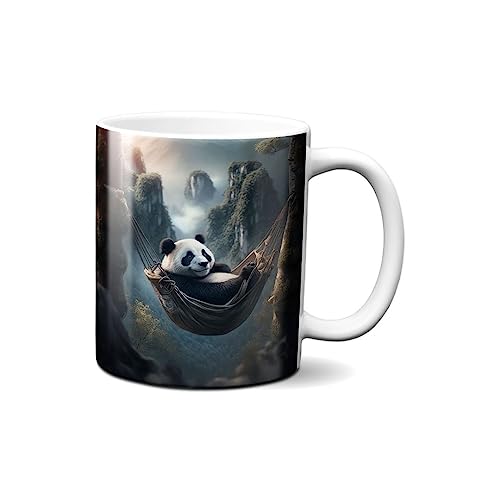 Hustling Sharks® Tasse mit Tier - Der gelassene Panda - Geschenk Kaffeetasse - 330ml Spülmaschinenfest, Keramik - weiß, Tassen mit Tiermotiv, Tasse Motivation, Tasse Büro, Tasse Panda von Hustling Sharks