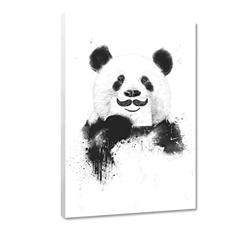 Hustling Sharks® Tierbilder auf Leinwand als XXL Wandbild Funny Panda - Leinwandbilder im Hochformat, Wandbild Tiere, Wandbild Schlafzimmer, Deko Wohnzimmer, Panda Deko, Panda Bild (40x60cm) von Hustling Sharks