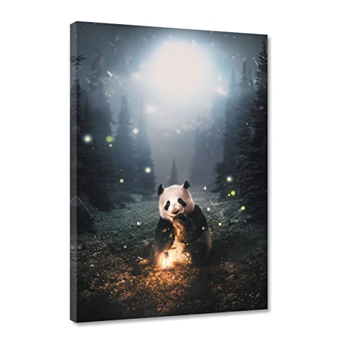 Hustling Sharks® Tierbilder auf Leinwand als XXL Wandbild Magical Panda - Leinwandbild im Hochformat (30x45cm), Panda Bild, Wandbild Tiere, Wandbild Schlafzimmer, Bilder Deko Wohnzimmer, Deko von Hustling Sharks