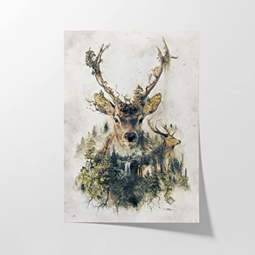 Hustling Sharks® Tierbilder auf Poster als XXL Wandbild Deer - Poster im Hochformat, Poster Tiere, Poster Schlafzimmer, Poster Kinderzimmer, Hirsch Bild, Hirsch Bilder (70x105cm) von Hustling Sharks
