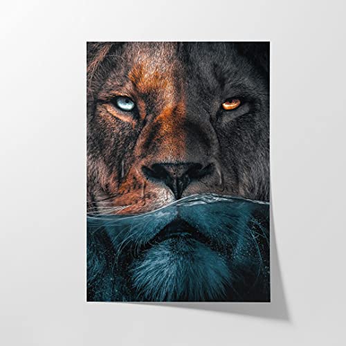 Hustling Sharks® Tierbilder auf Poster als XXL Wandbild Underwater Lion - Poster im Hochformat, Poster Tiere, Poster Schlafzimmer, Poster Kinderzimmer, Löwe Bild, Löwen Bilder (100x150cm) von Hustling Sharks