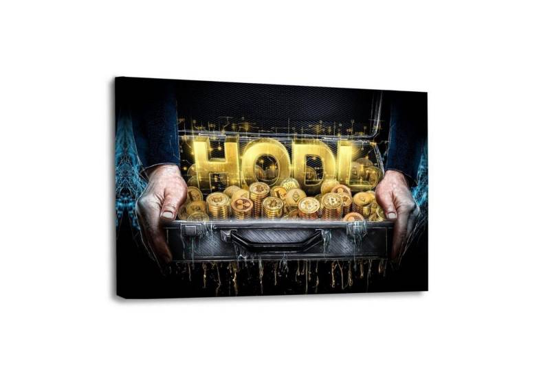 Hustling Sharks Leinwandbild Bitcoin Wandbild als XXL Leinwandbild "HODL", in 7 unterschiedlichen Größen verfügbar von Hustling Sharks