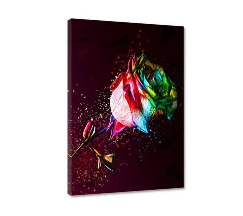 Hustling Sharks Leinwandbild Blumen Bild als XXL Leinwandbild "Colored Rose", in 7 unterschiedlichen Größen verfügbar von Hustling Sharks