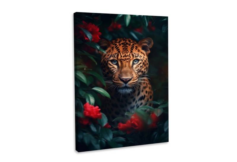 Hustling Sharks Leinwandbild Exklusives Tier-Bild als XXL Leinwandbil "Leopard Flowers", in 7 unterschiedlichen Größen verfügbar von Hustling Sharks