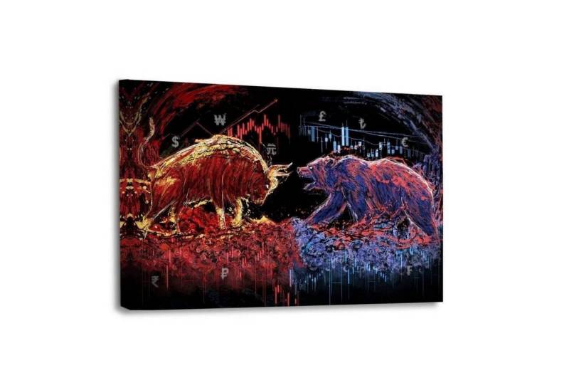 Hustling Sharks Leinwandbild Exklusives Tier-Bild als XXL Leinwandbild "Bull vs. Bear", in 7 unterschiedlichen Größen verfügbar von Hustling Sharks