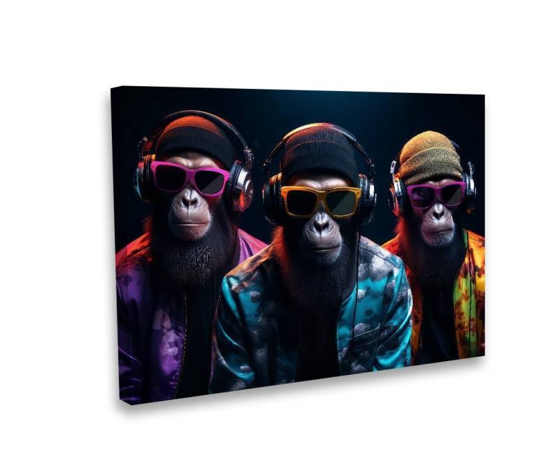 Hustling Sharks Leinwandbild Exklusives Tier-Bild als XXL Leinwandbild "Three Cool Monkey", in 7 unterschiedlichen Größen verfügbar von Hustling Sharks