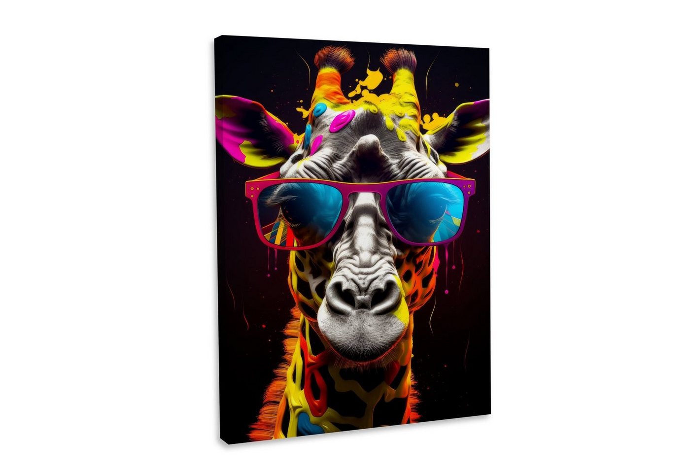 Hustling Sharks Leinwandbild Giraffe-Bild als XXL Leinwandbild "Giraffe Cool" - exklusives Tierbild, in 7 unterschiedlichen Größen verfügbar von Hustling Sharks