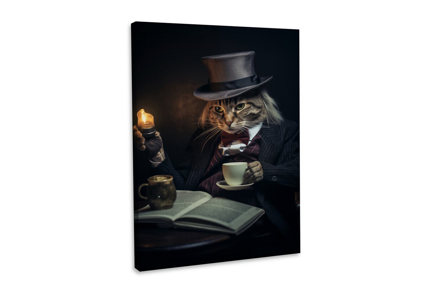 Hustling Sharks Leinwandbild Katze-Bild als XXL Leinwandbild "Lehrer Cat" - exklusives Tierbild, in 7 unterschiedichen Größen verfügbar von Hustling Sharks