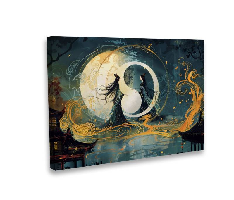 Hustling Sharks Leinwandbild Motivation-Bild als XXL Leinwandbild - Yin & Yang#6, in 5 unterschiedichen Größen verfügbar von Hustling Sharks