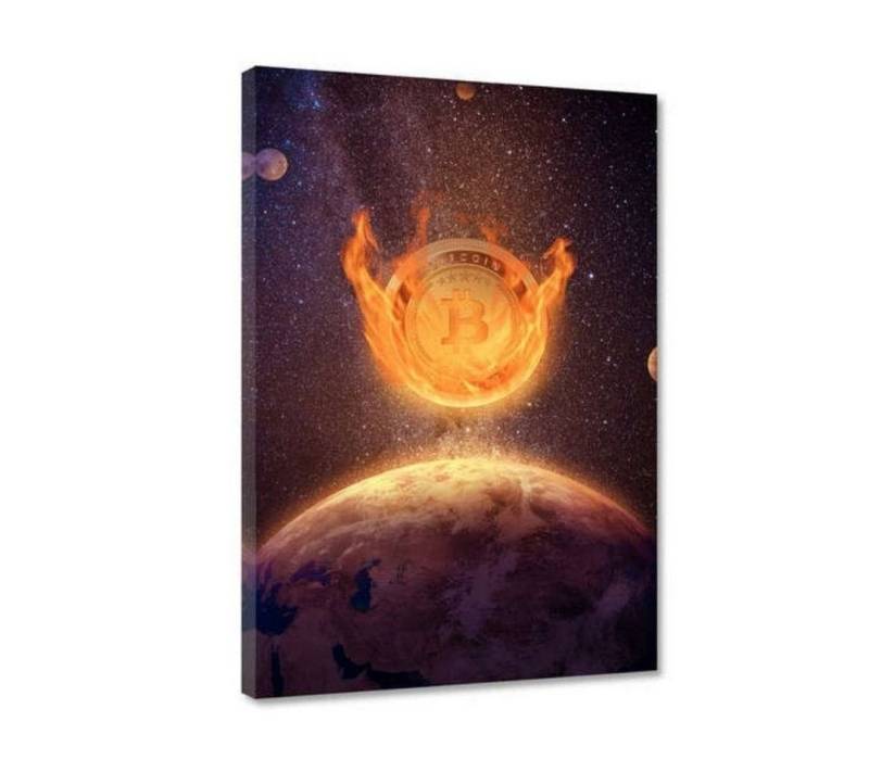 Hustling Sharks Leinwandbild Premium Kunstdruck als XXL Leinwandbild "Bitcoin on Fire", in 7 unterschiedlichen Größen verfügbar von Hustling Sharks