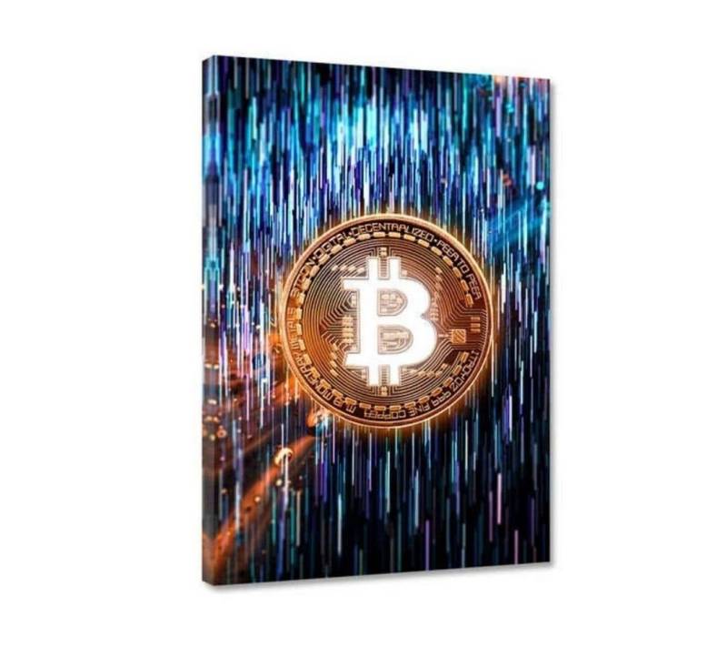 Hustling Sharks Leinwandbild Premium Kunstdruck als XXL Leinwandbild "Blue Bitcoin", in 7 unterschiedlichen Größen verfügbar von Hustling Sharks