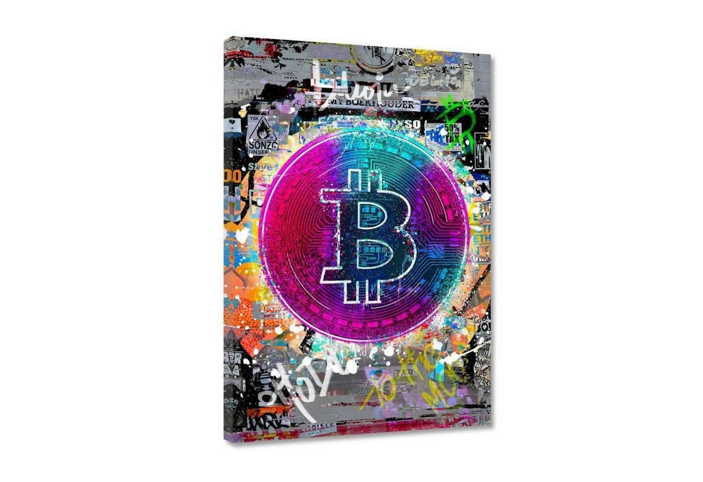 Hustling Sharks Leinwandbild Premium Kunstdruck als XXL Leinwandbild Colorful Bitcoin", in 7 unterschiedlichen Größen verfügbar" von Hustling Sharks