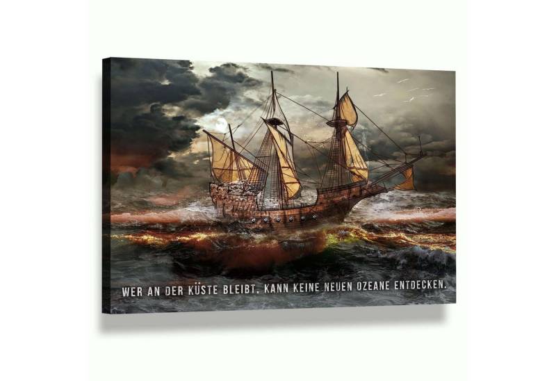 Hustling Sharks Leinwandbild Premium Wandbild als XXL Leinwandbild "Entdecke neue Ozeane", in 7 unterschiedlichen Größen verfügbar von Hustling Sharks