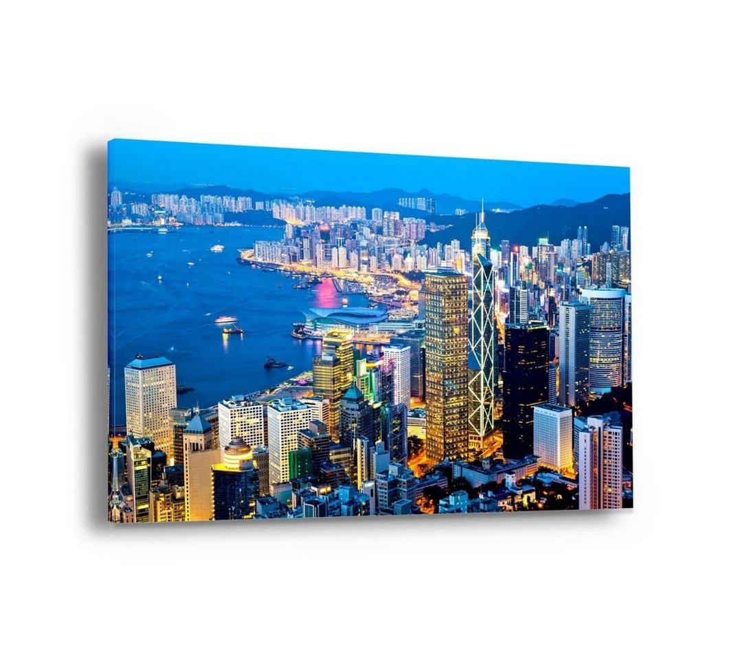 Hustling Sharks Leinwandbild Skyline als XXL Leinwandbild "Skyline und das Meer", in 7 unterschiedlichen Größen verfügbar von Hustling Sharks