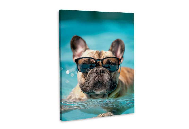 Hustling Sharks Leinwandbild Tier-Bild als XXL Leinwandbild "Hund im Pool#5" - Tierbild, in 5 unterschiedichen Größen verfügbar von Hustling Sharks