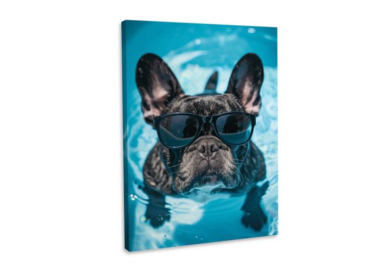 Hustling Sharks Leinwandbild Tier-Bild als XXL Leinwandbild "Hund im Pool#6" - Tierbild, in 5 unterschiedichen Größen verfügbar von Hustling Sharks