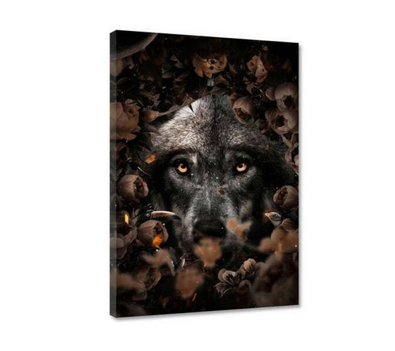 Hustling Sharks Leinwandbild Wolf Bild als XXL Leinwandbild "Floral Wolf" - exklusives Tierbild, in 7 unterschiedlichen Größen verfügbar von Hustling Sharks