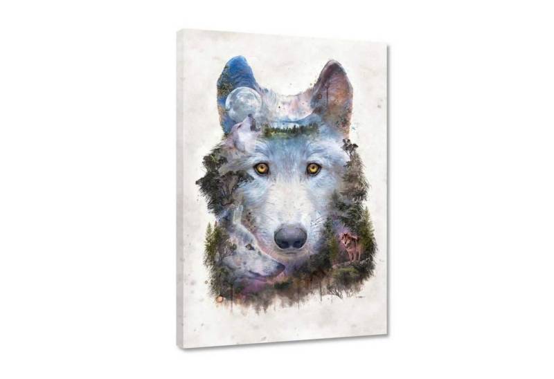 Hustling Sharks Leinwandbild Wolf-Bild als XXL Leinwandbild "Surreal Wolf" - exklusives Tierbild, in 7 unterschiedlichen Größen verfügbar von Hustling Sharks