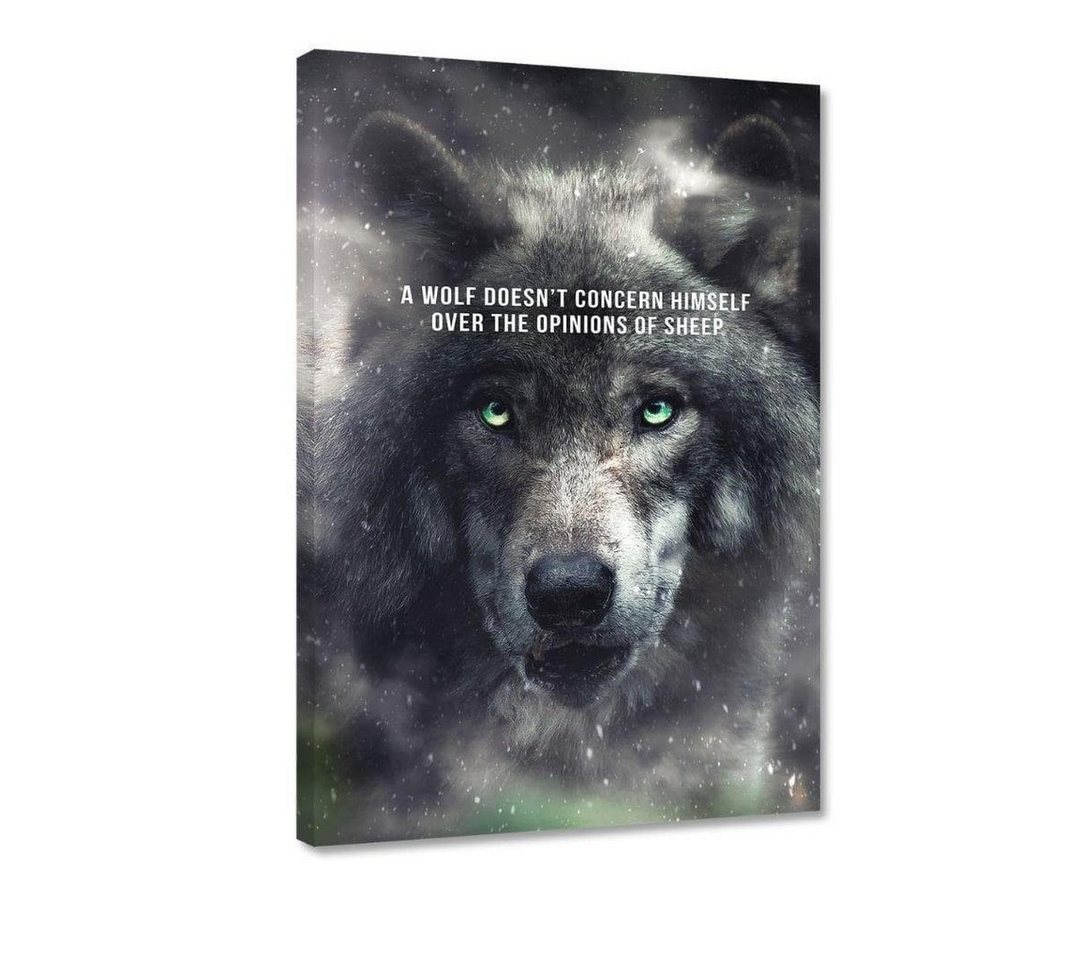 Hustling Sharks Leinwandbild Motivationsbild für Erfolg als XXL Leinwandbild "Wolf Mentality", in 7 unterschiedlichen Größen verfügbar von Hustling Sharks