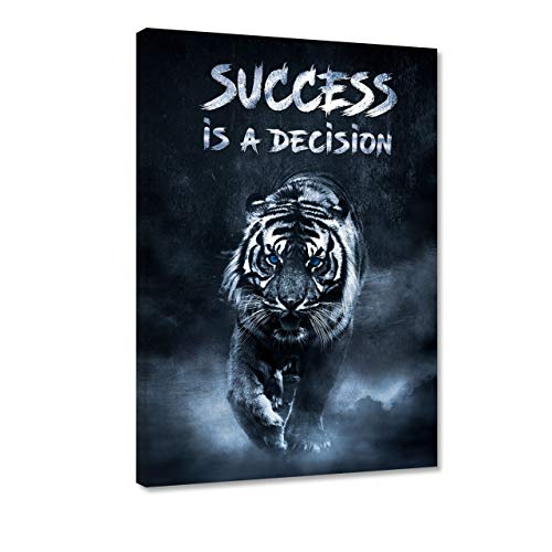 Hustling Sharks Motivationsbilder für Erfolg als XXL Wandbild Success is a Decision - Tiger-Bild im Hochformat (Leinwandbild, 30 x 45 cm) von Hustling Sharks